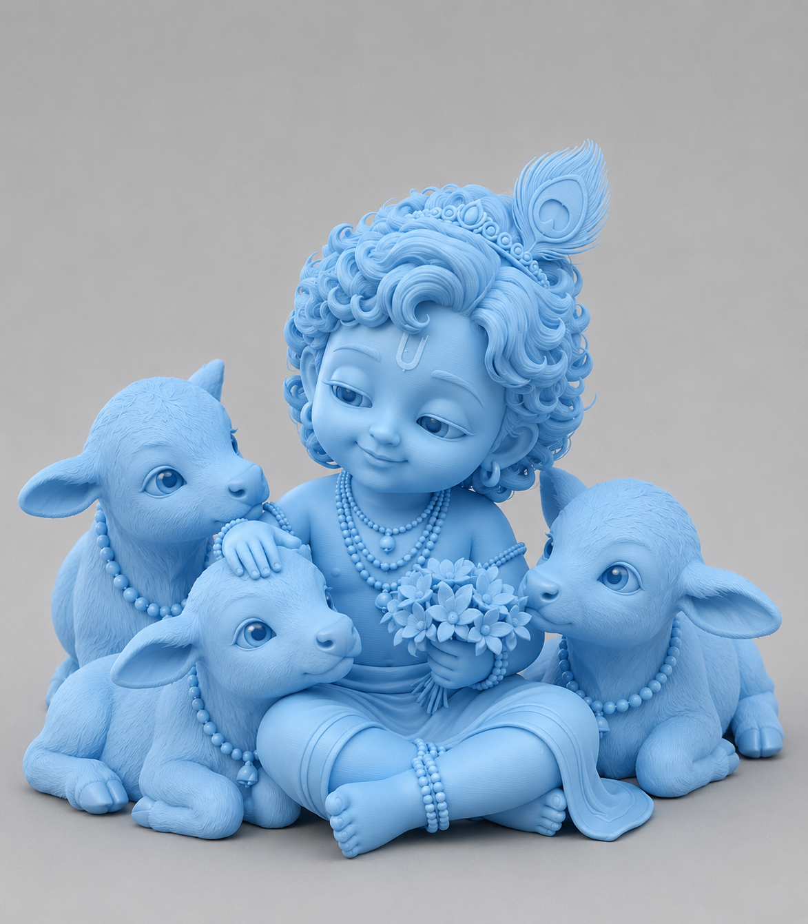 Krishna Sitting With Cows 3D Model (5 Inch)